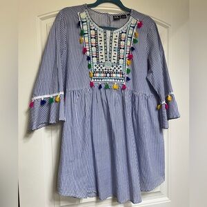 Striped Boho Tunic with Tassels